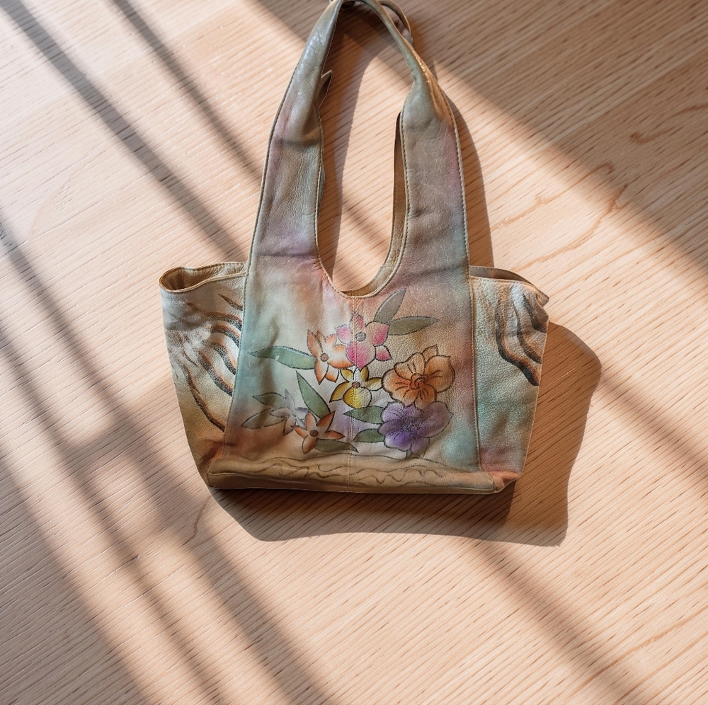 Floral Hand-Painted Leather Pocket Book.